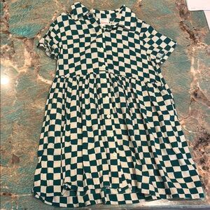 Checkered Teal and White Hanna Andersson Dress